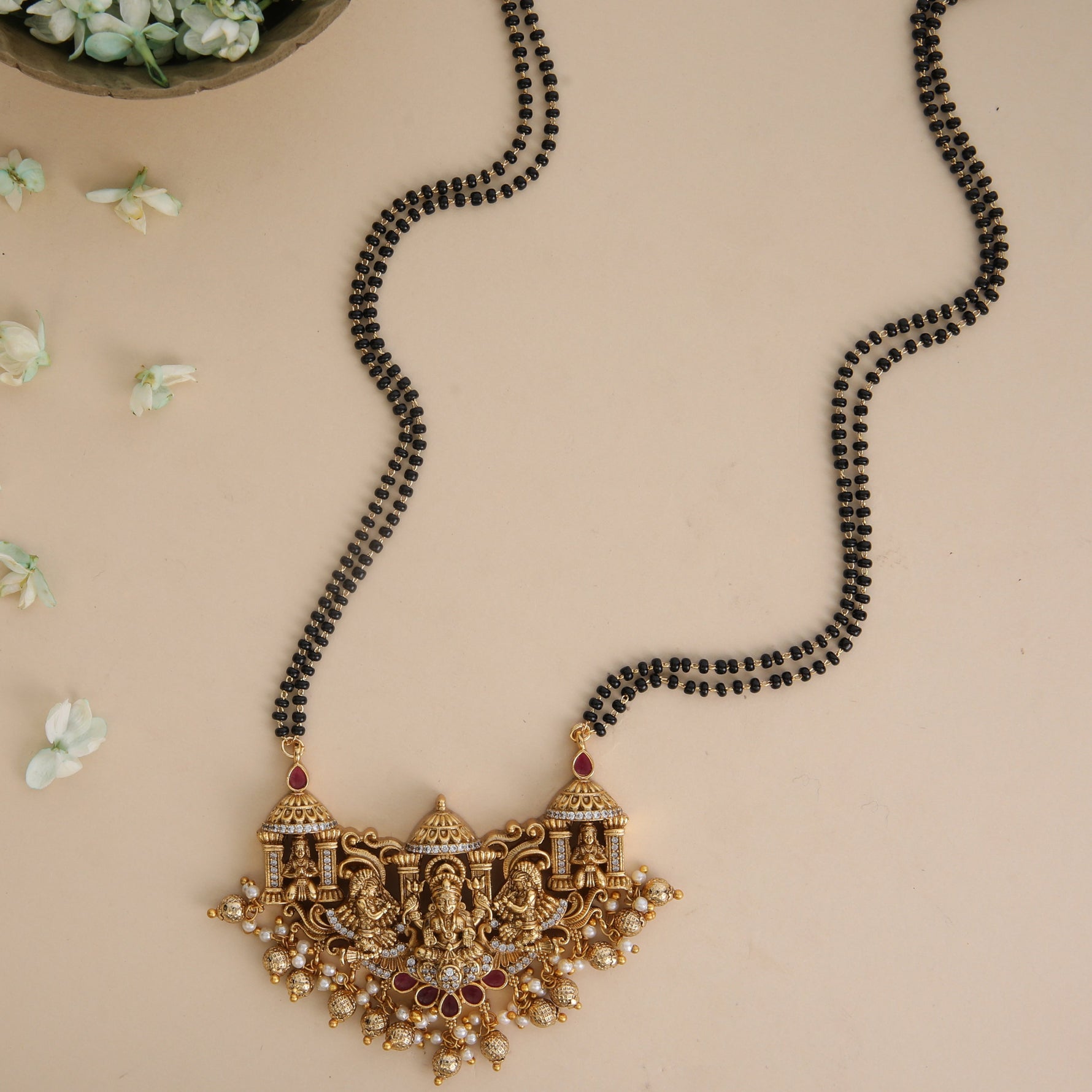 Ishani Antique Black Beads Necklace
