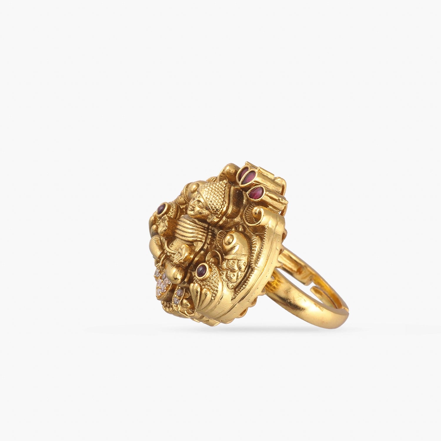 Antique Gold Temple Finger Ring with Adjustable Design at a Budget-Friendly  Price F26247
