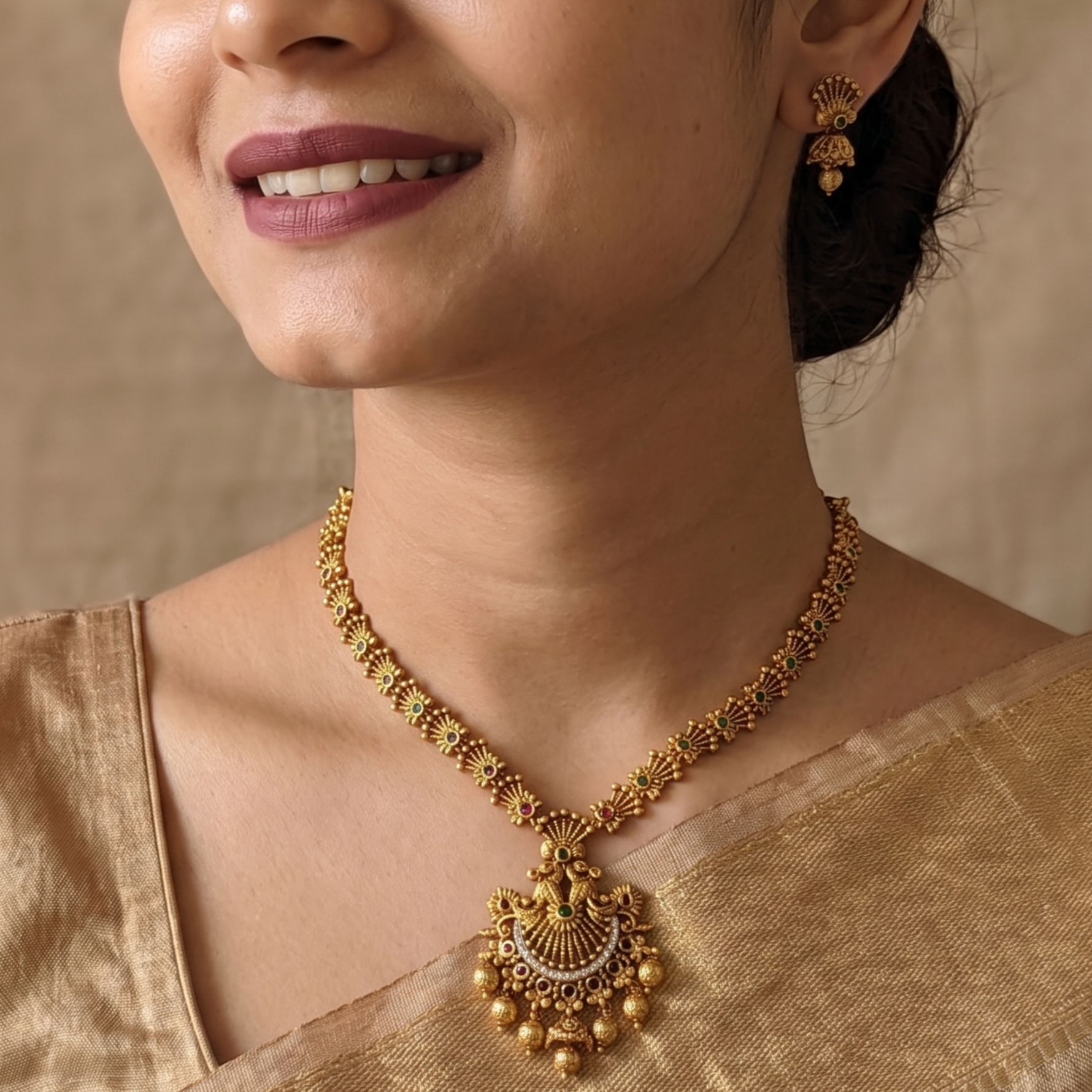 Vaishali Floral Antique Necklace Set