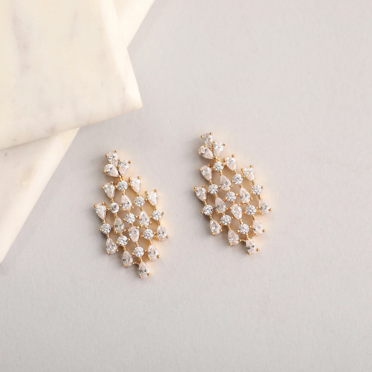 Jolie Delicate CZ Earrings kept on white background