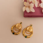 Shreeja Antique Green Kempu Chandbali Earrings