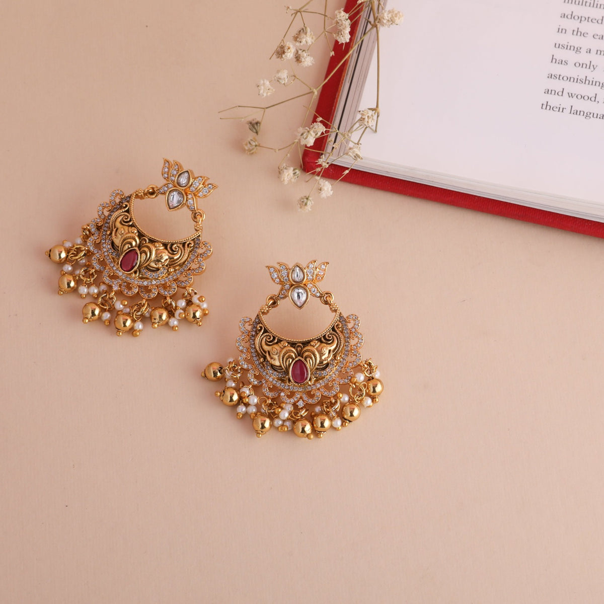 Pankaja Antique Chandbali Earrings