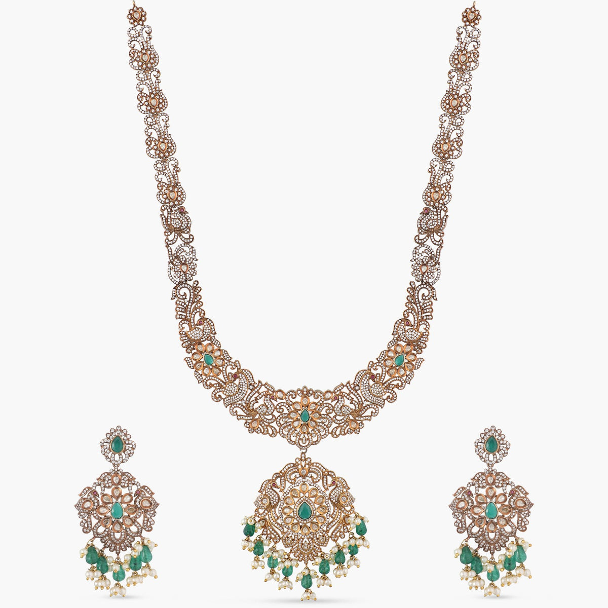 Doris Nakshatra CZ Long Necklace Set