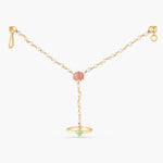 Jalaja Single Lotus Ring Hand Chain Bracelet