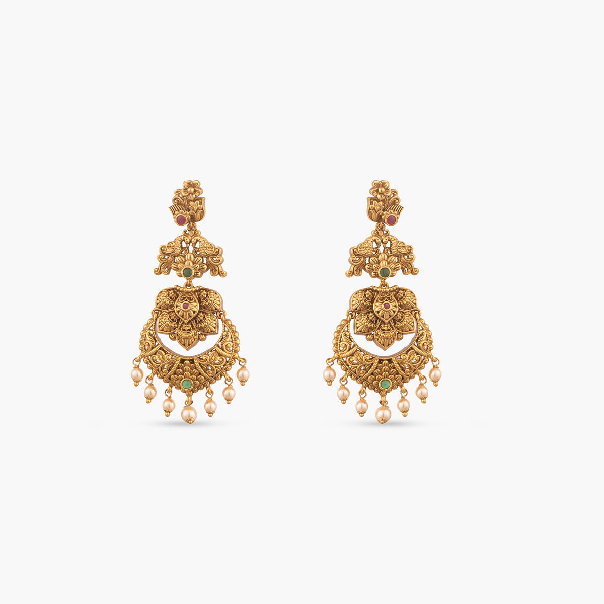 Myra Antique Floral Chandbali Earrings