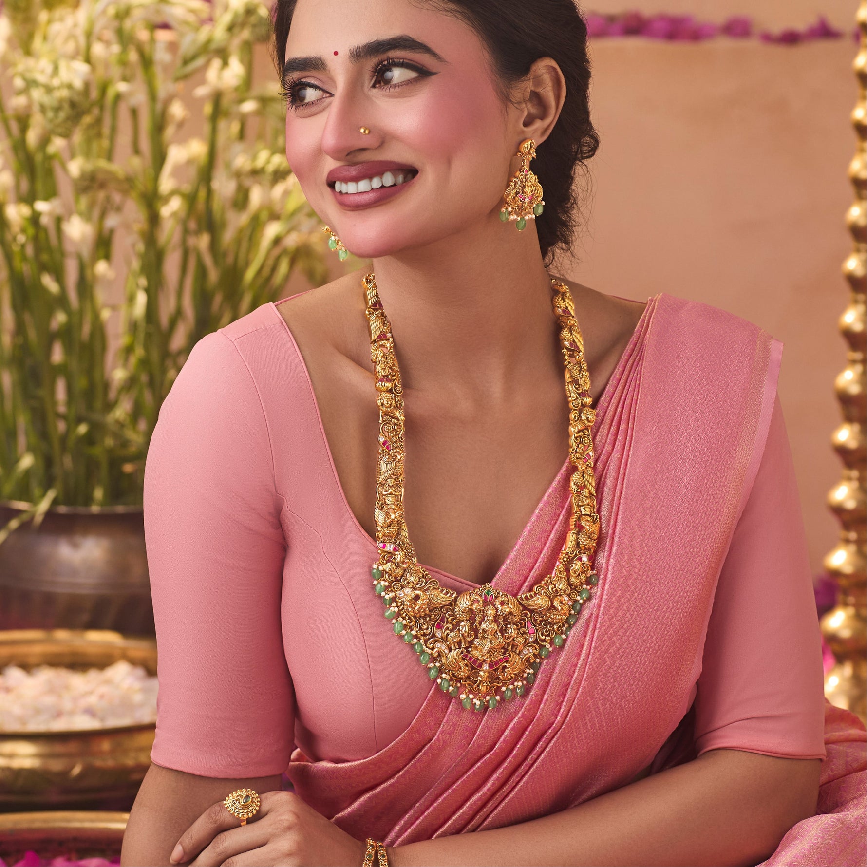 Yashirika Antique Gajalaxmi Long Necklace Set