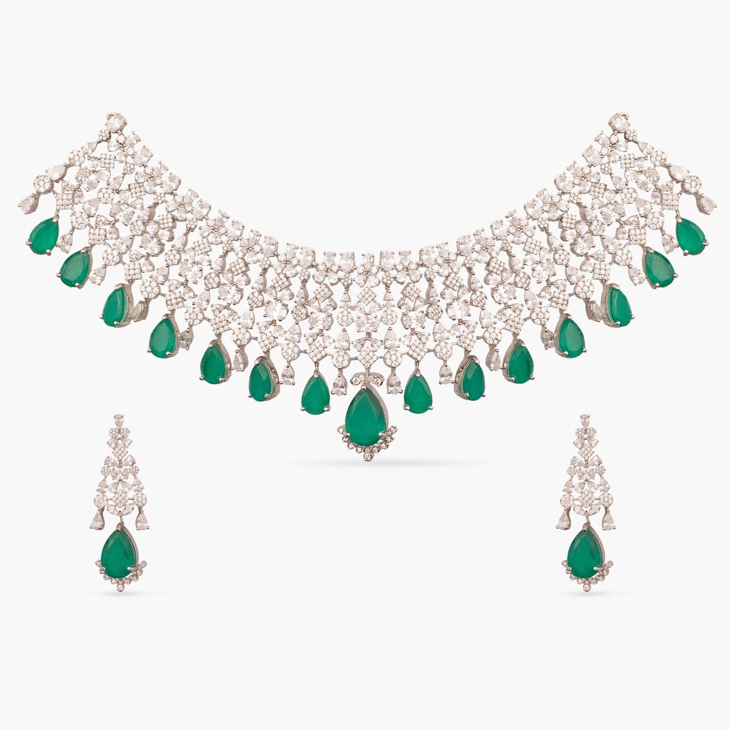 Ruhi Nakshatra CZ Green Choker Set