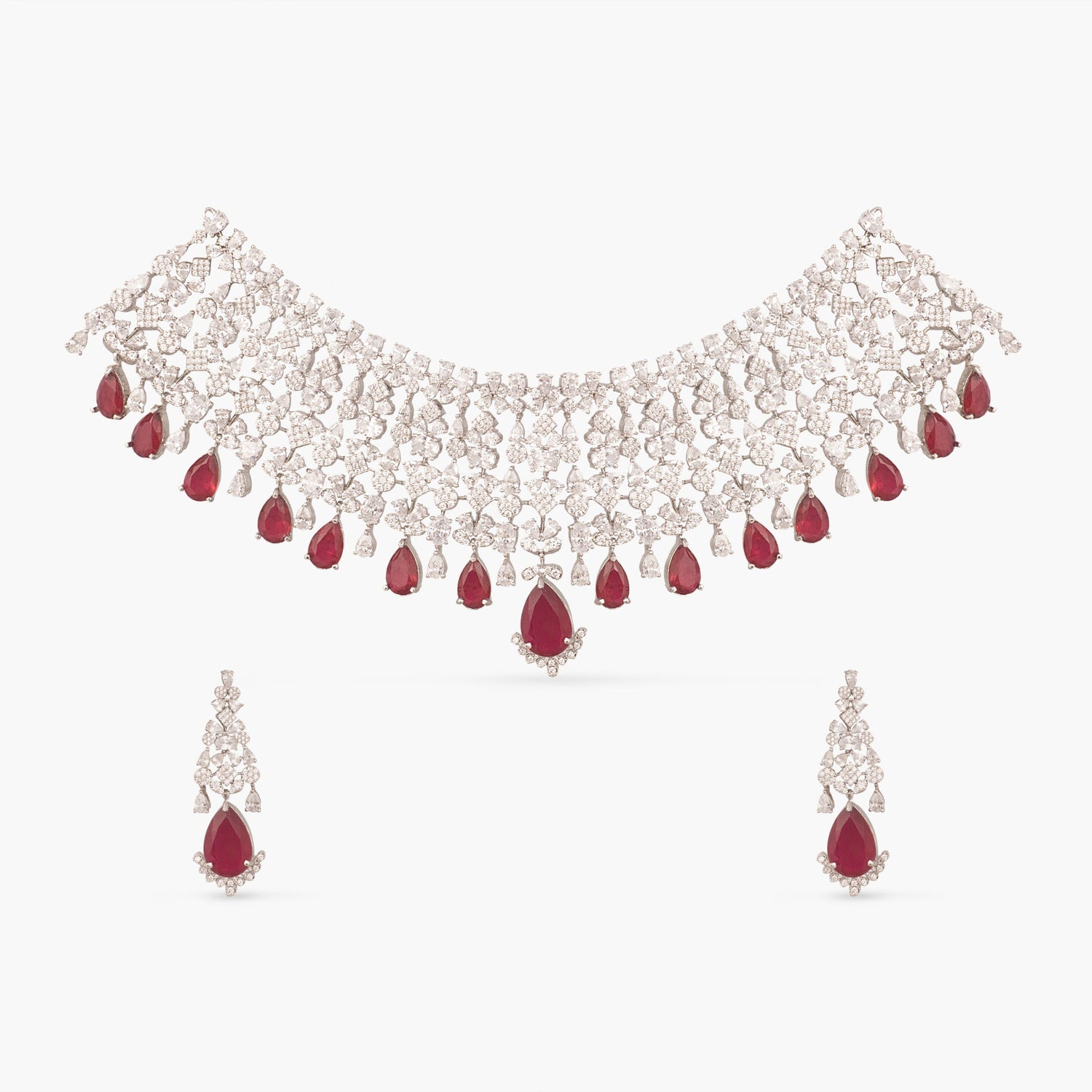Ruhi Nakshatra CZ Red Choker Set