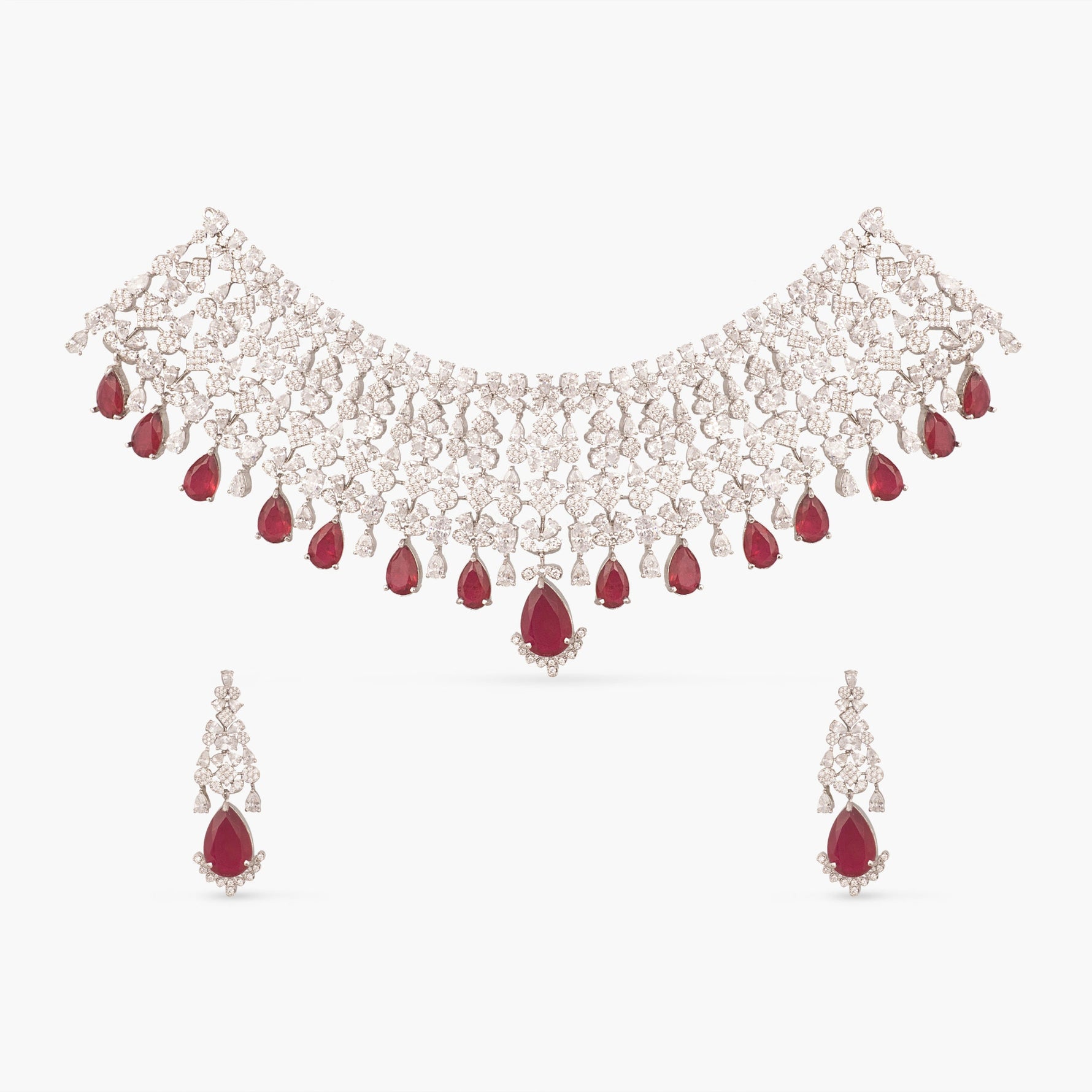 Ruhi Nakshatra CZ Red Choker Set