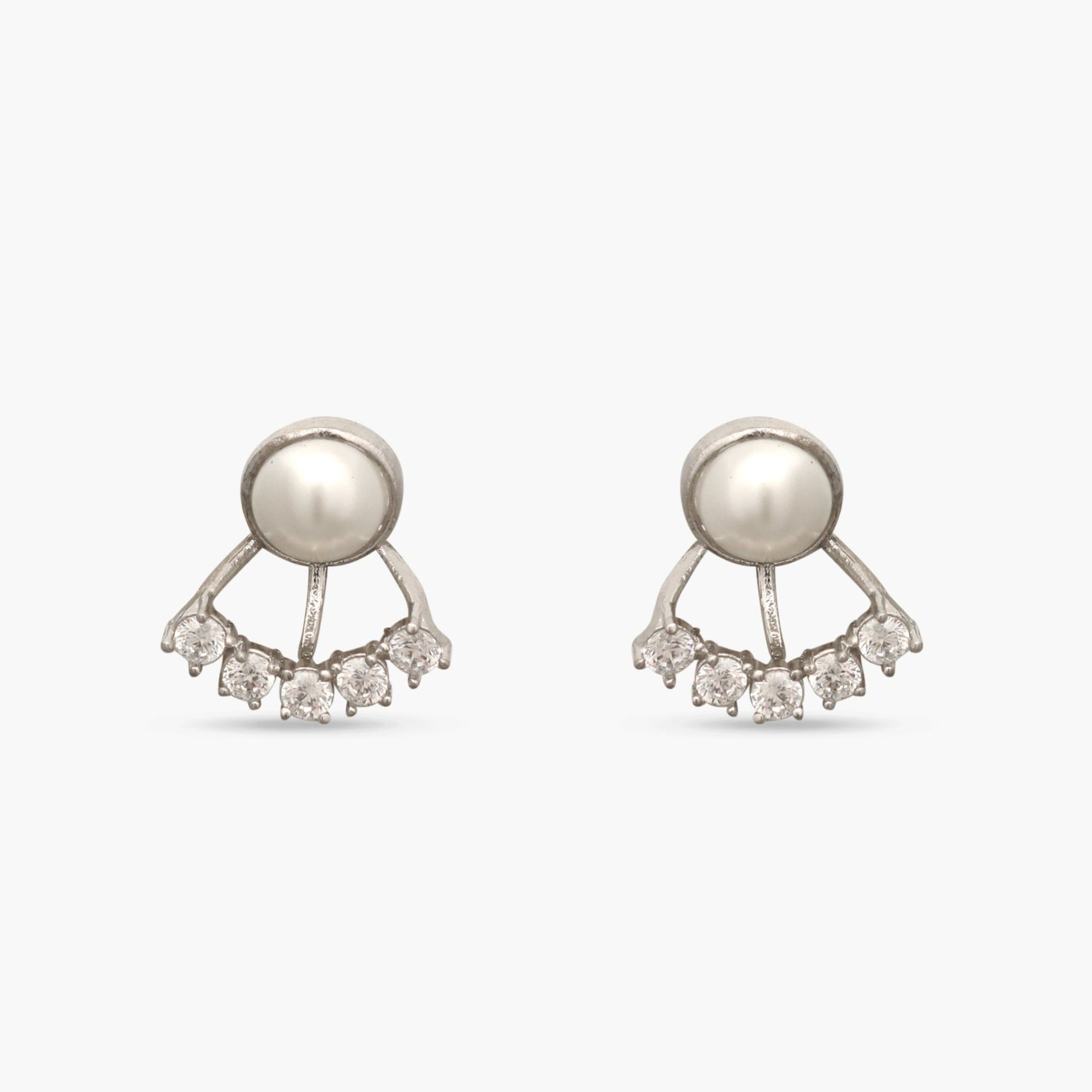 Pearl Glow CZ Stud Earrings