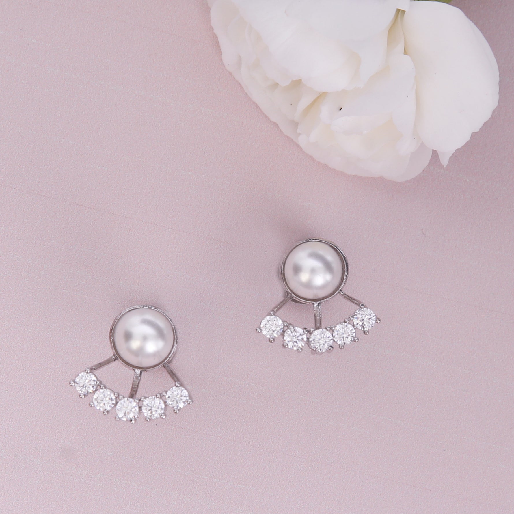Pearl Glow CZ Stud Earrings