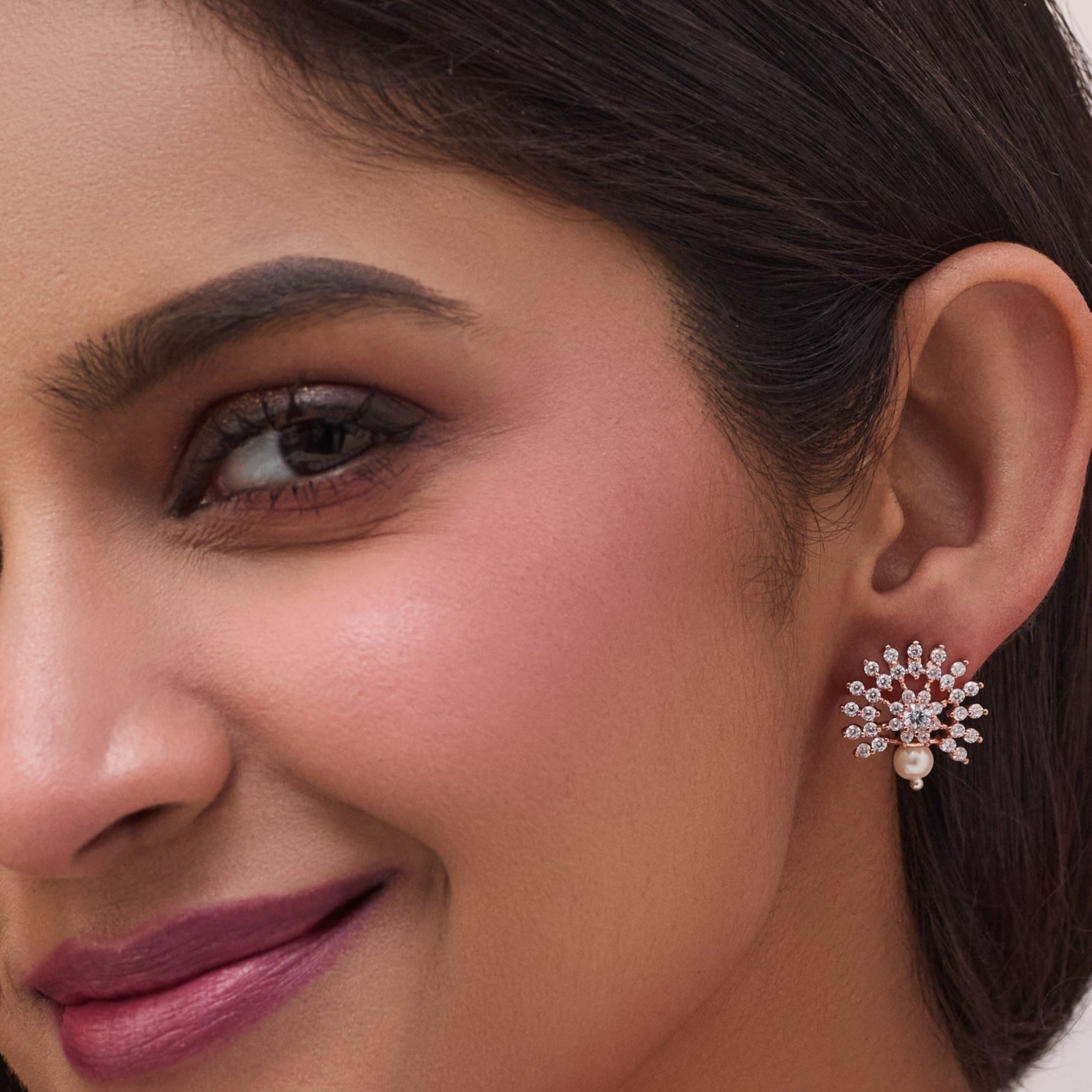 Blossom Pearl Nakshatra CZ Stud Earrings