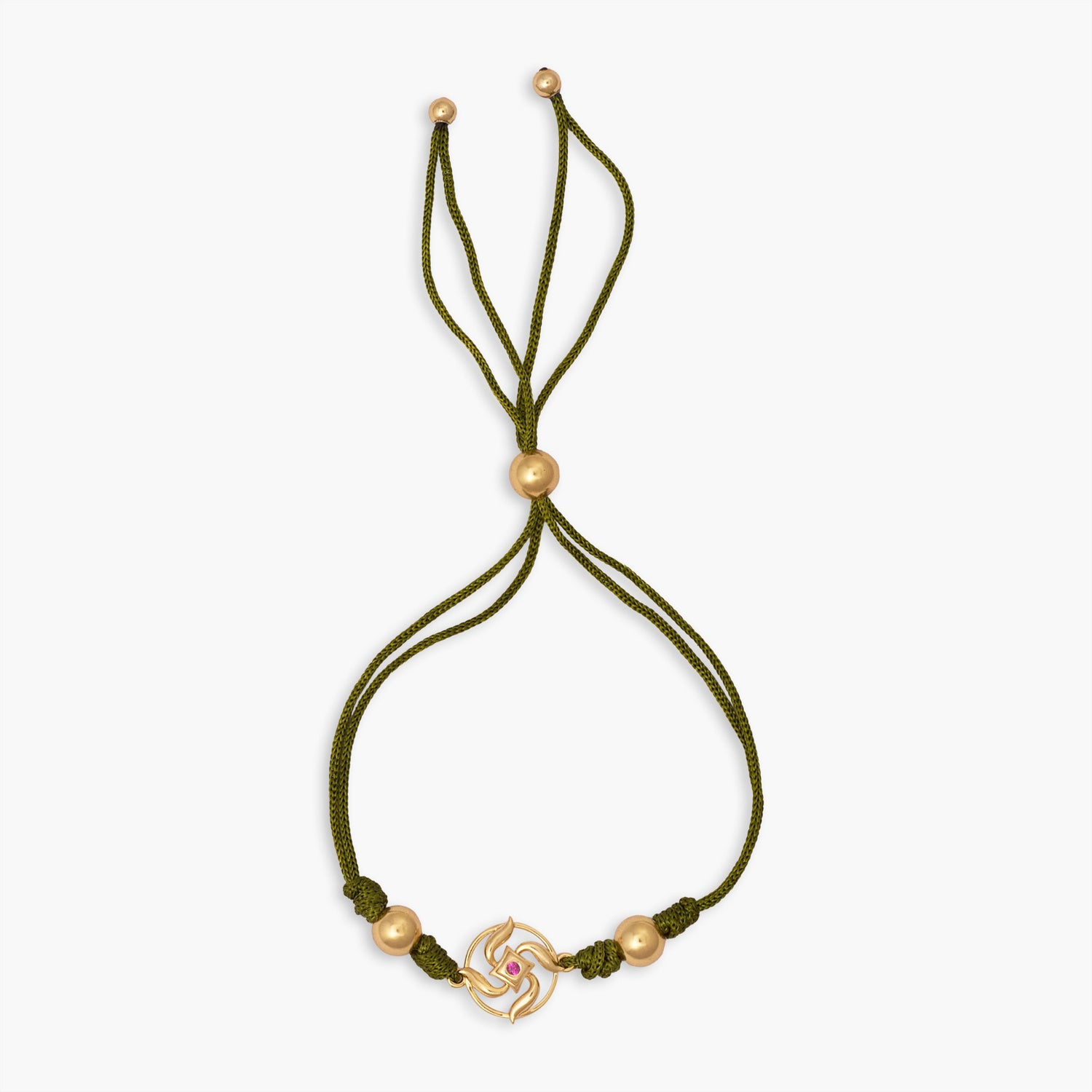Swastik Shakti Gold Plated Silver Rakhi