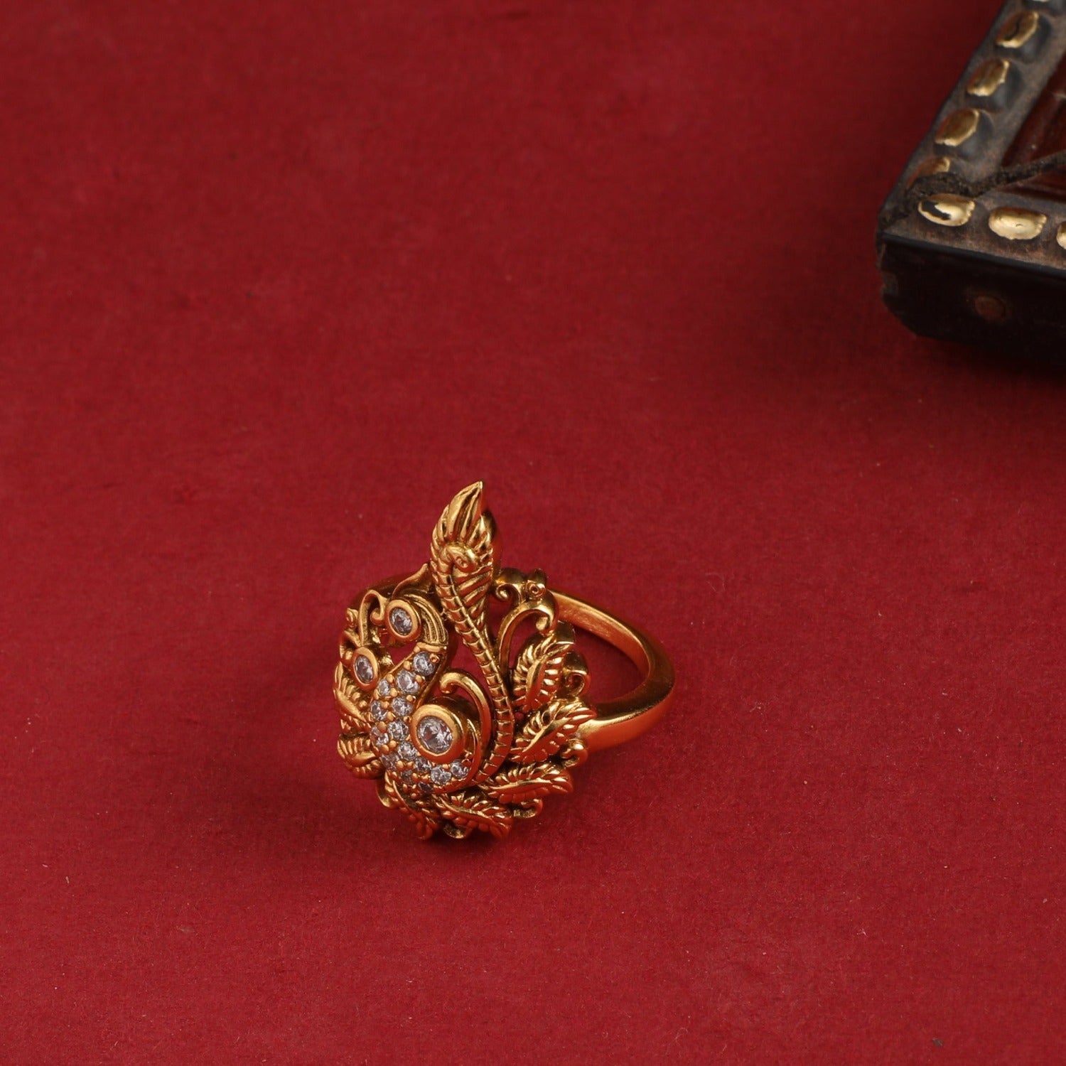 Buy Antique Adjustable Ring With Matte Gold Plating 219212 | Kanhai Jewels