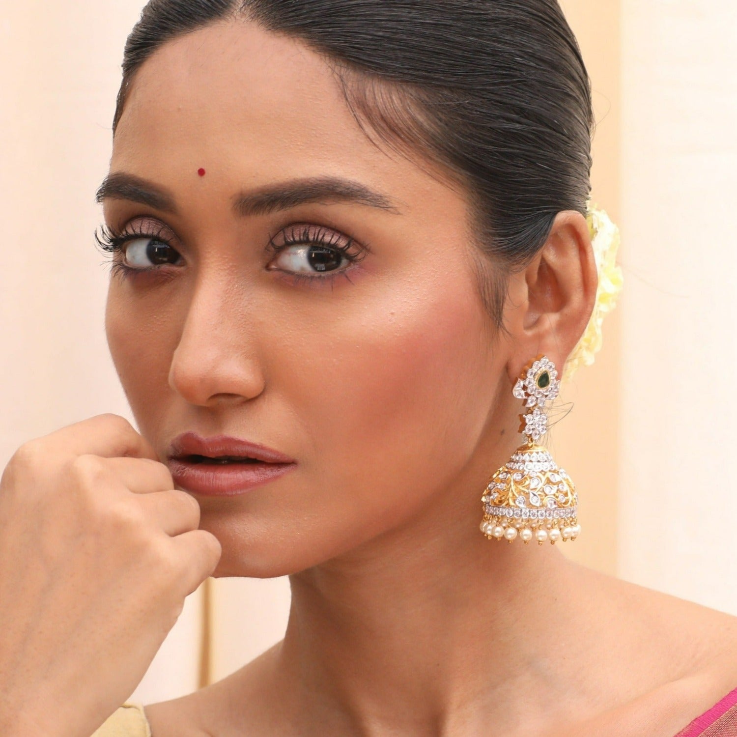 Akula Jhumka Nakshatra CZ Earrings