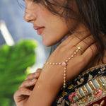 Jalaja Single Lotus Ring Hand Chain Bracelet