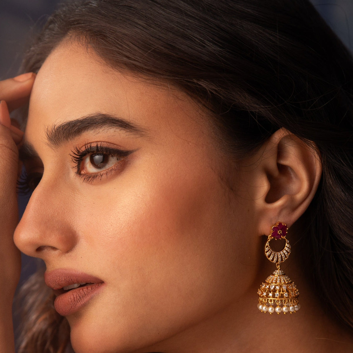 Surabhi Nakshatra CZ Jhumki Earrings