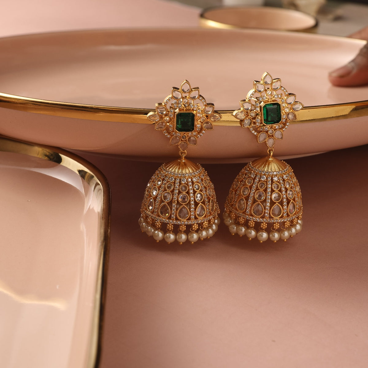 Sadie Nakshatra CZ Jhumka Earrings