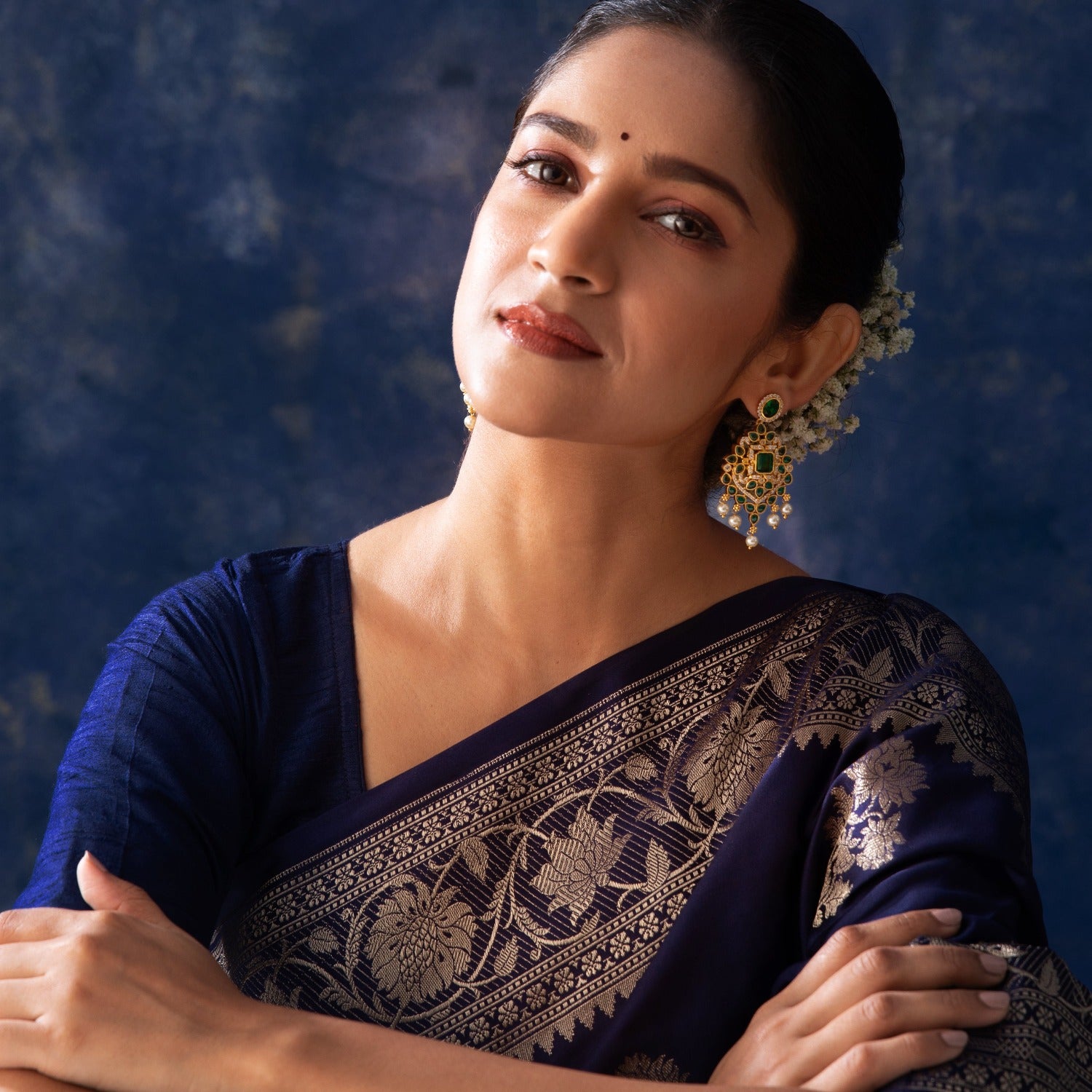 Madhuri Dixit looks effortlessly graceful in a blue saree