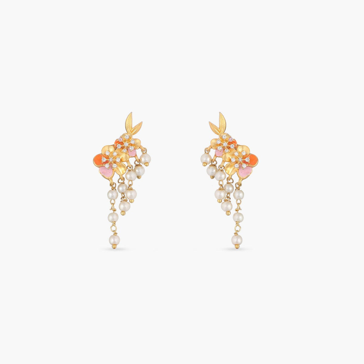 Jalaja Leaf Floral Drop Earrings