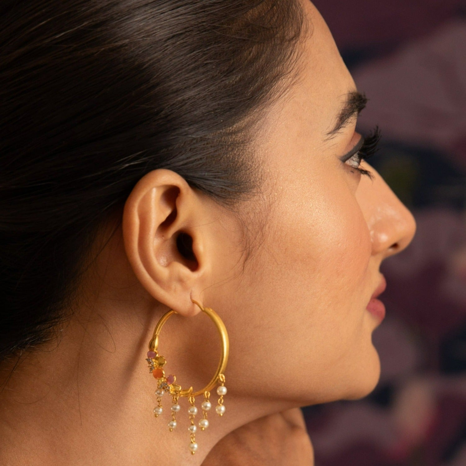 Jalaja Delicate Floral Hoop Earrings