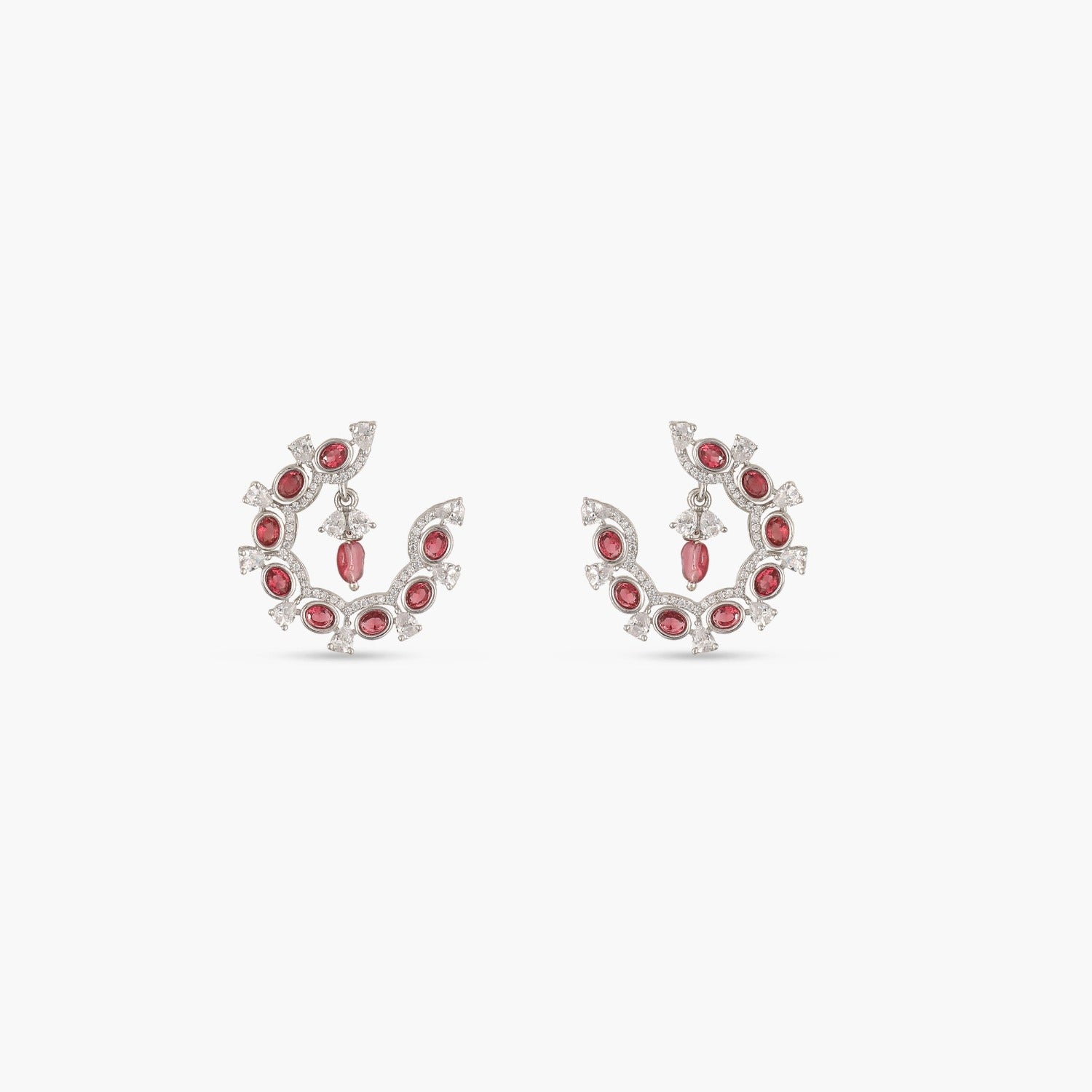 Floral Arc CZ Hoop Earrings