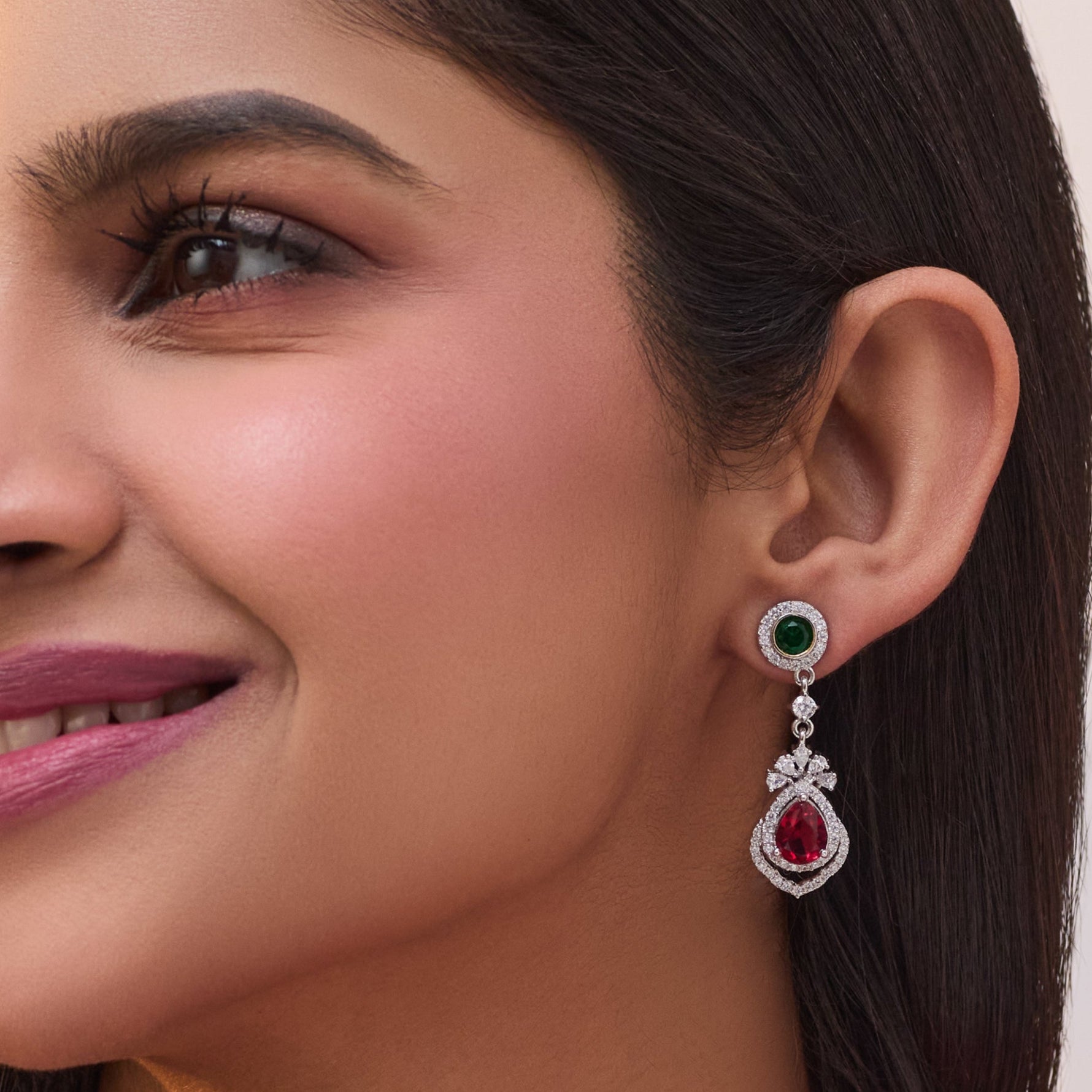 Regal Nakshatra CZ Drop Earrings