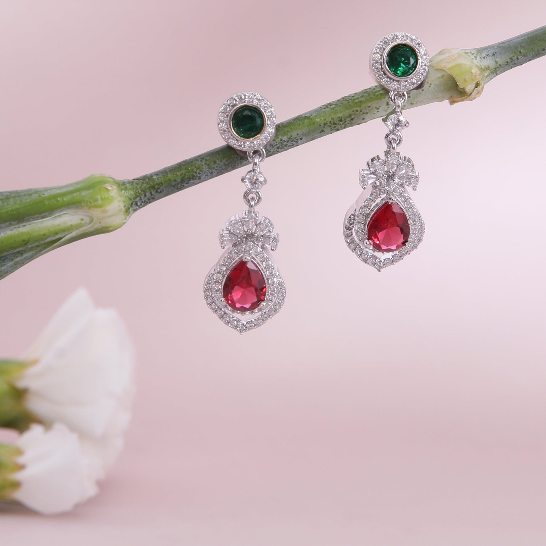 Regal Nakshatra CZ Drop Earrings