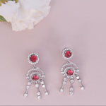 Glow Red Nakshatra CZ Drop Earrings