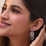Glow Red Nakshatra CZ Drop Earrings