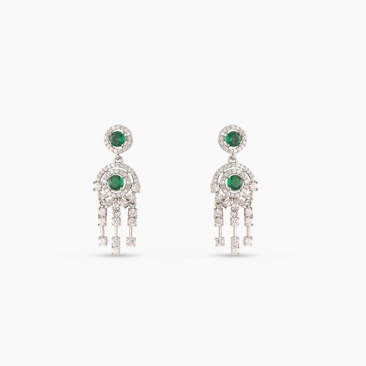 Glow Green Nakshatra CZ Drop Earrings
