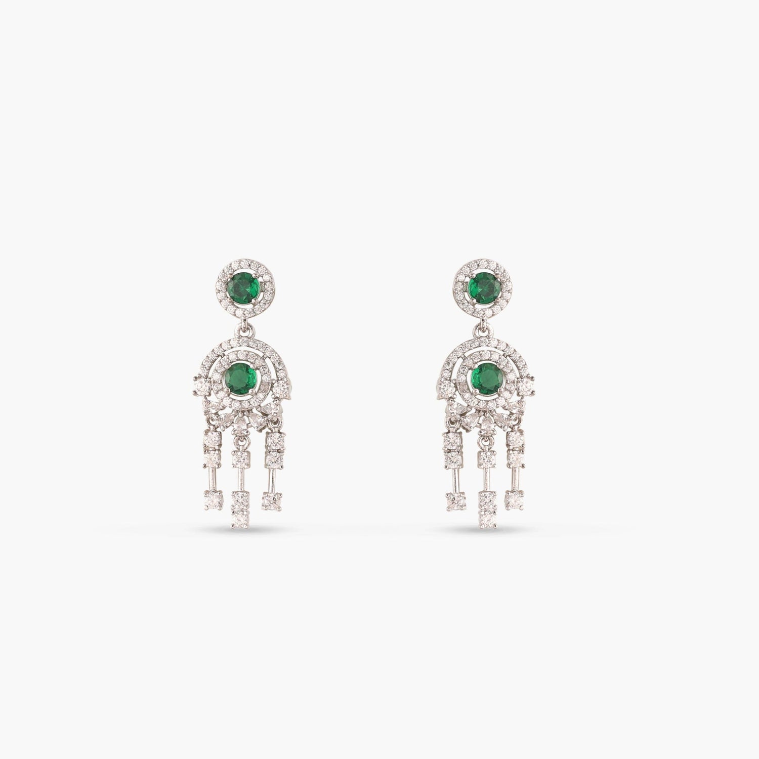 Glow Green Nakshatra CZ Drop Earrings