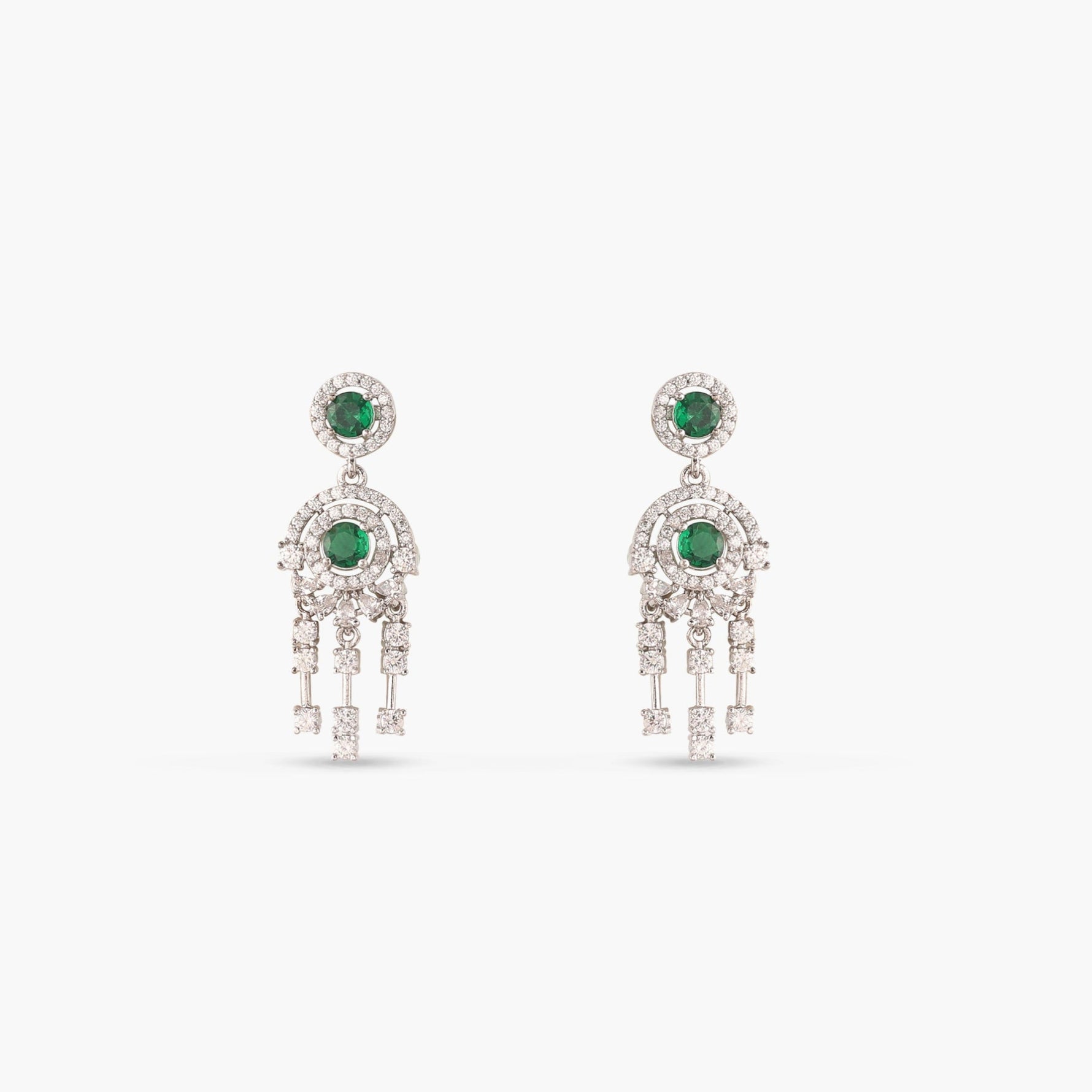 Glow Green Nakshatra CZ Drop Earrings