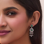 Glow Green Nakshatra CZ Drop Earrings