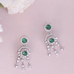 Glow Green Nakshatra CZ Drop Earrings