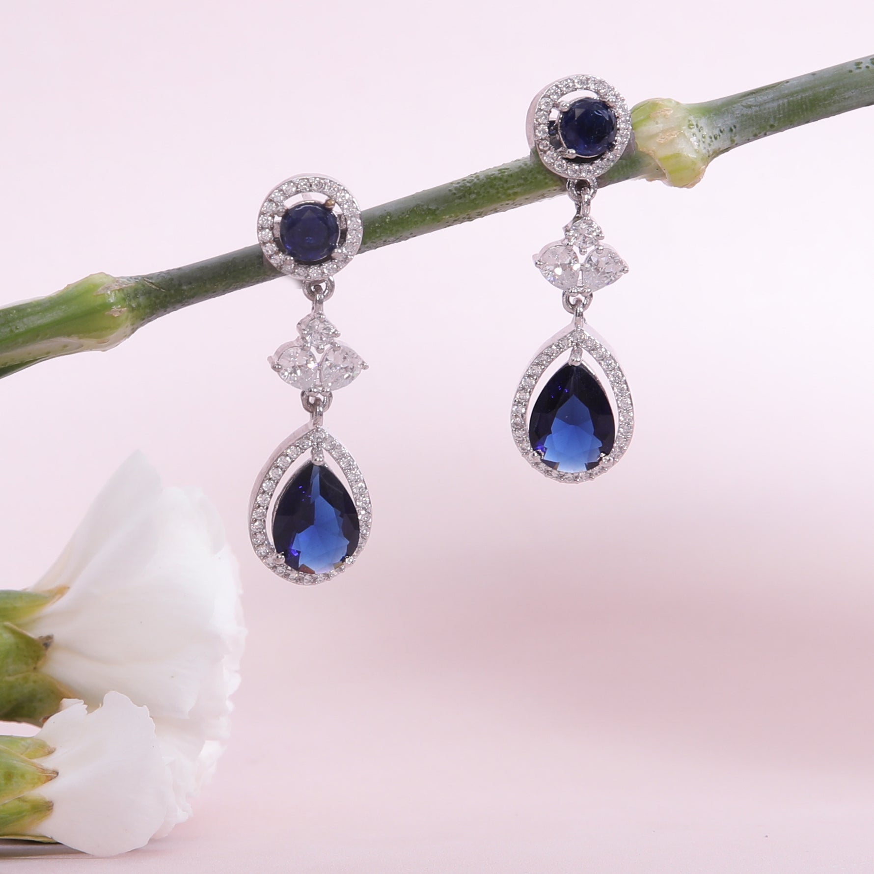 Azure Nakshatra CZ Drop Earrings