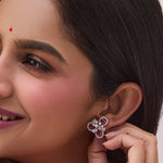 Bloom Red Nakshatra CZ Stud Earrings