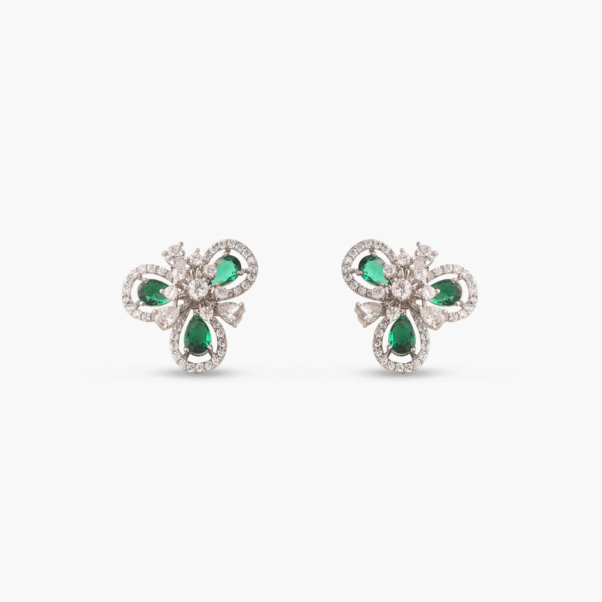 Bloom Green Nakshatra CZ Stud Earrings