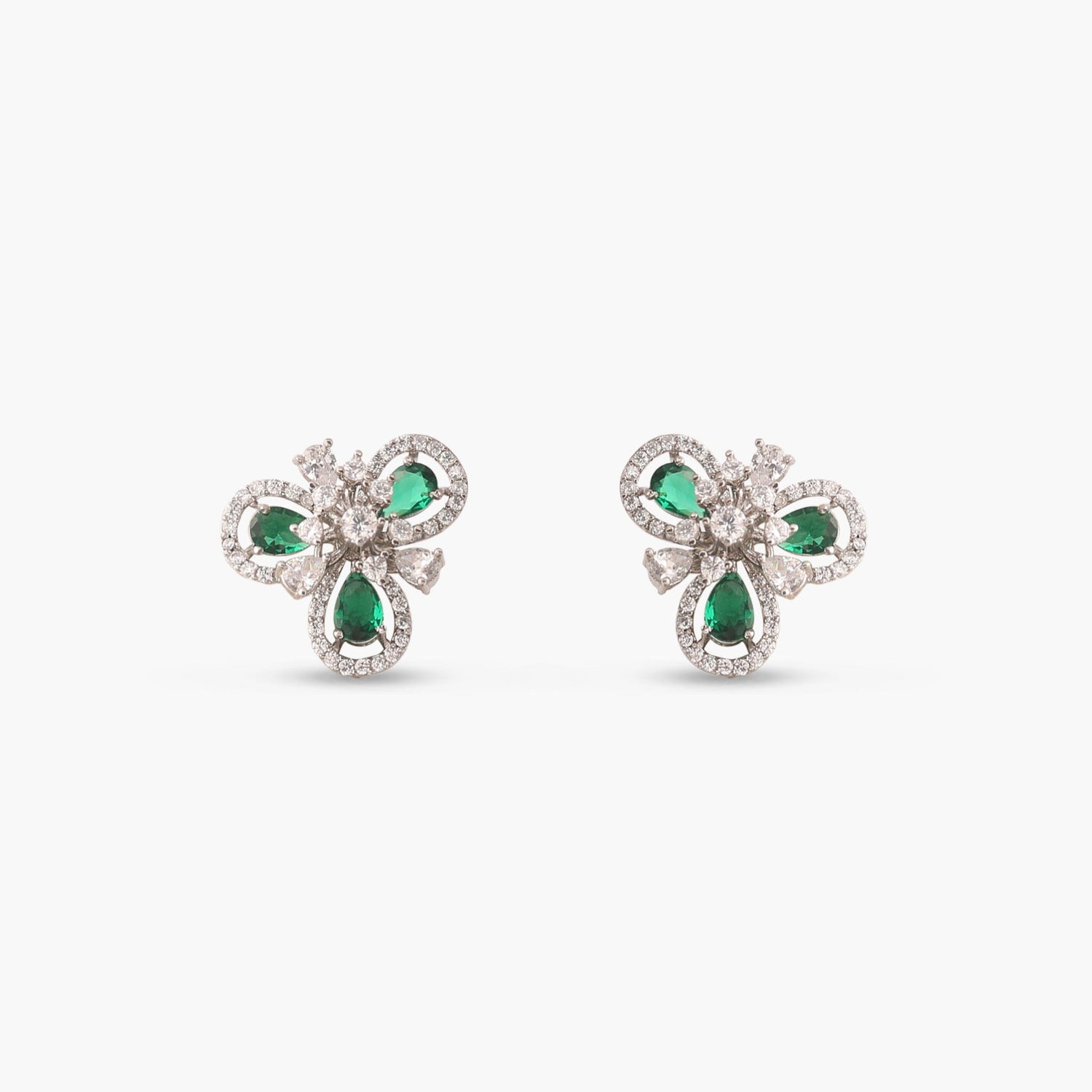 Bloom Green Nakshatra CZ Stud Earrings