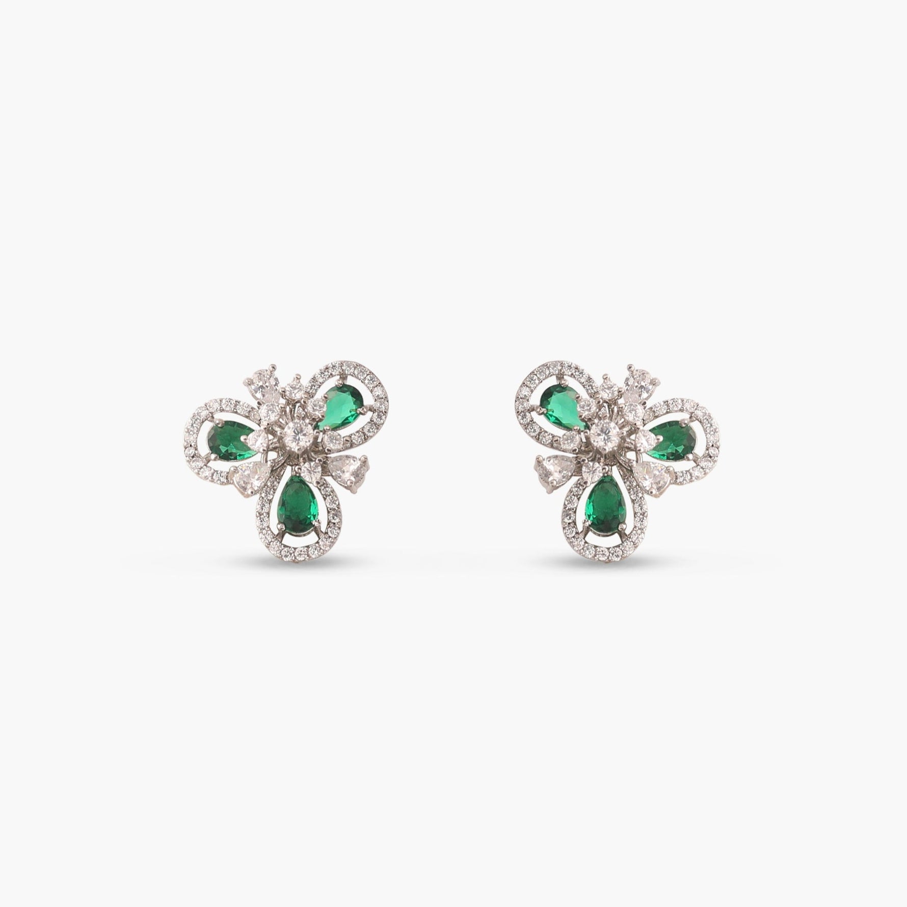 Bloom Green Nakshatra CZ Stud Earrings