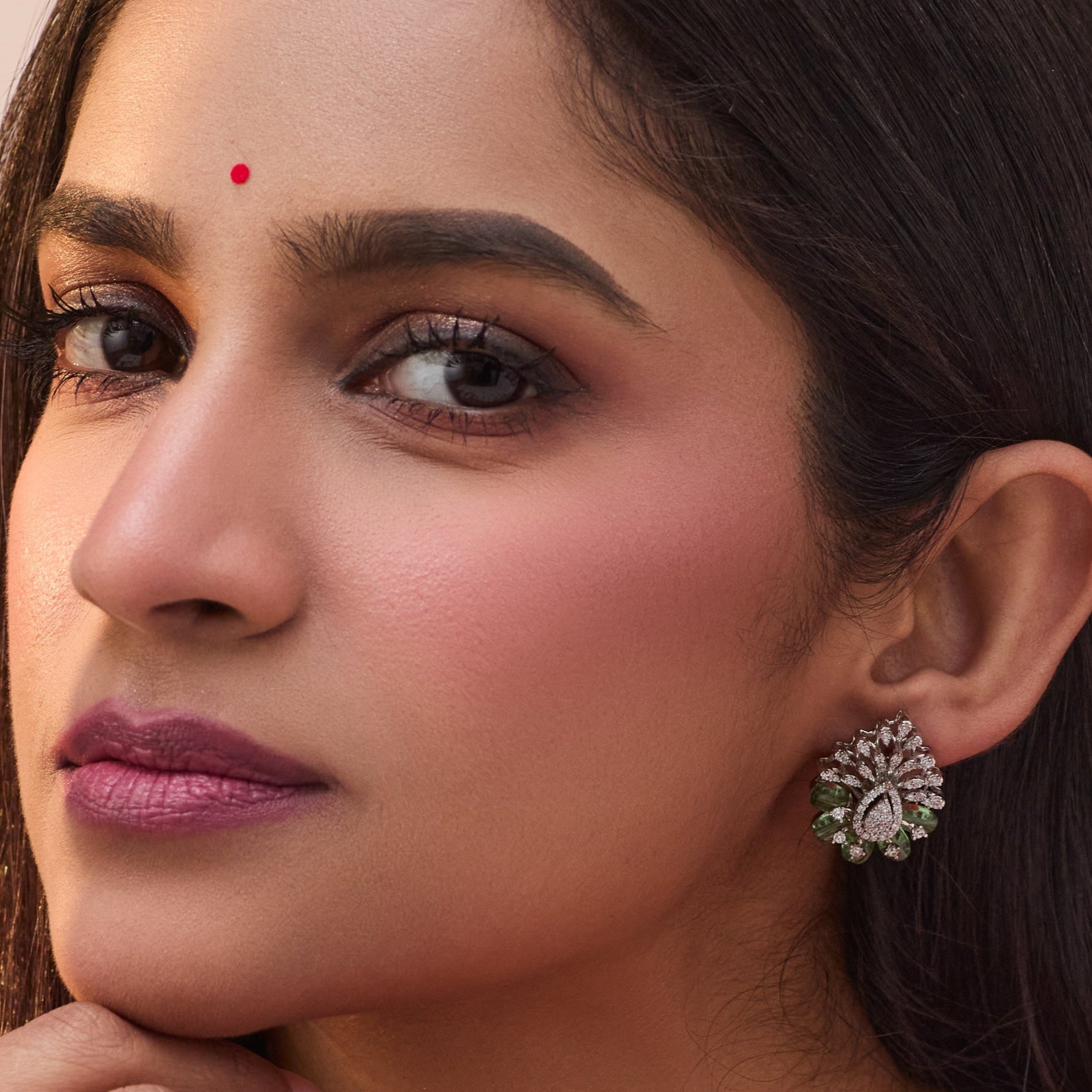 Ombre Feather Nakshatra CZ Stud Earrings