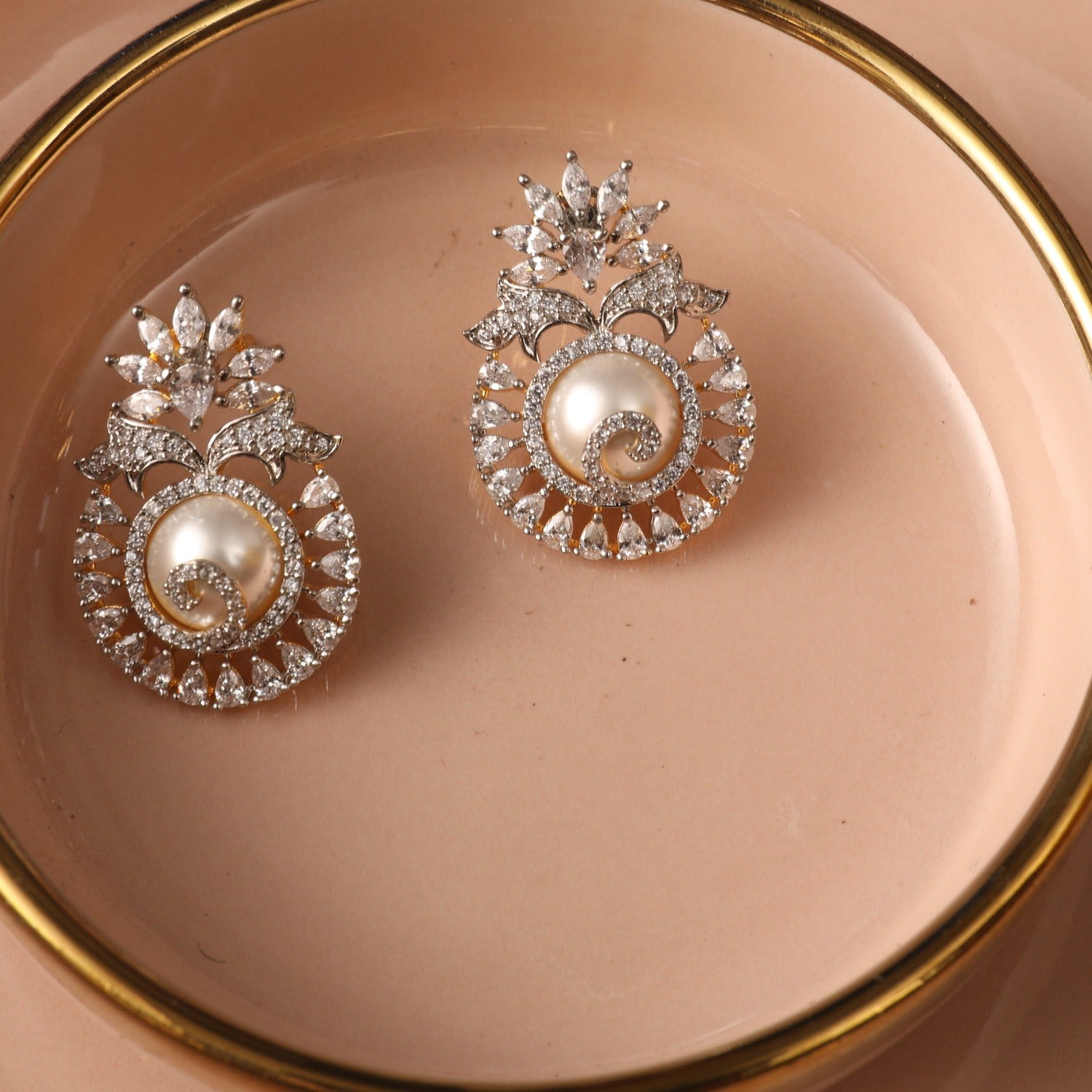 Taraash 925 Sterling Silver CZ Rose Gold Stud Earrings For Women