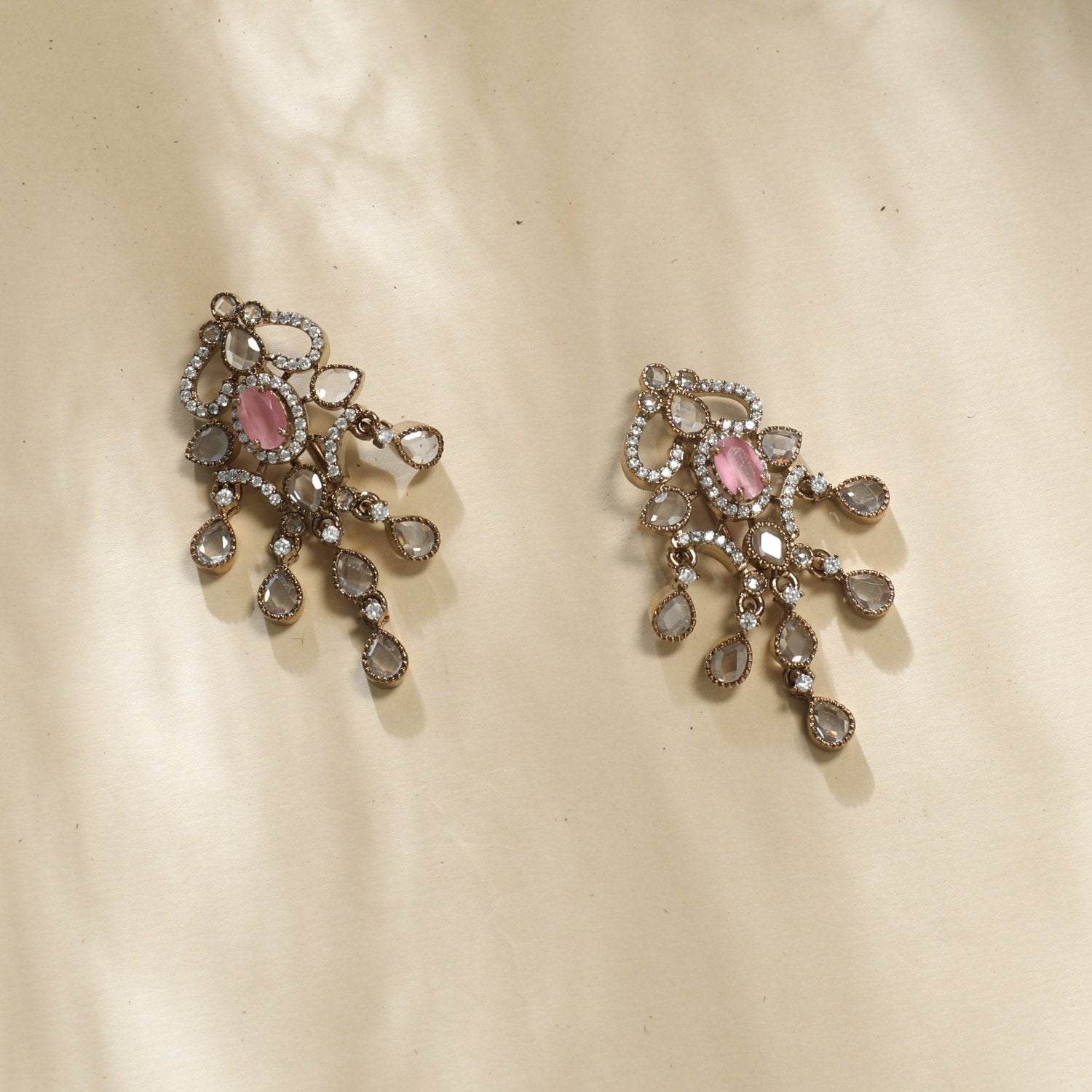 Ardeyi CZ Pink Stud Earrings 