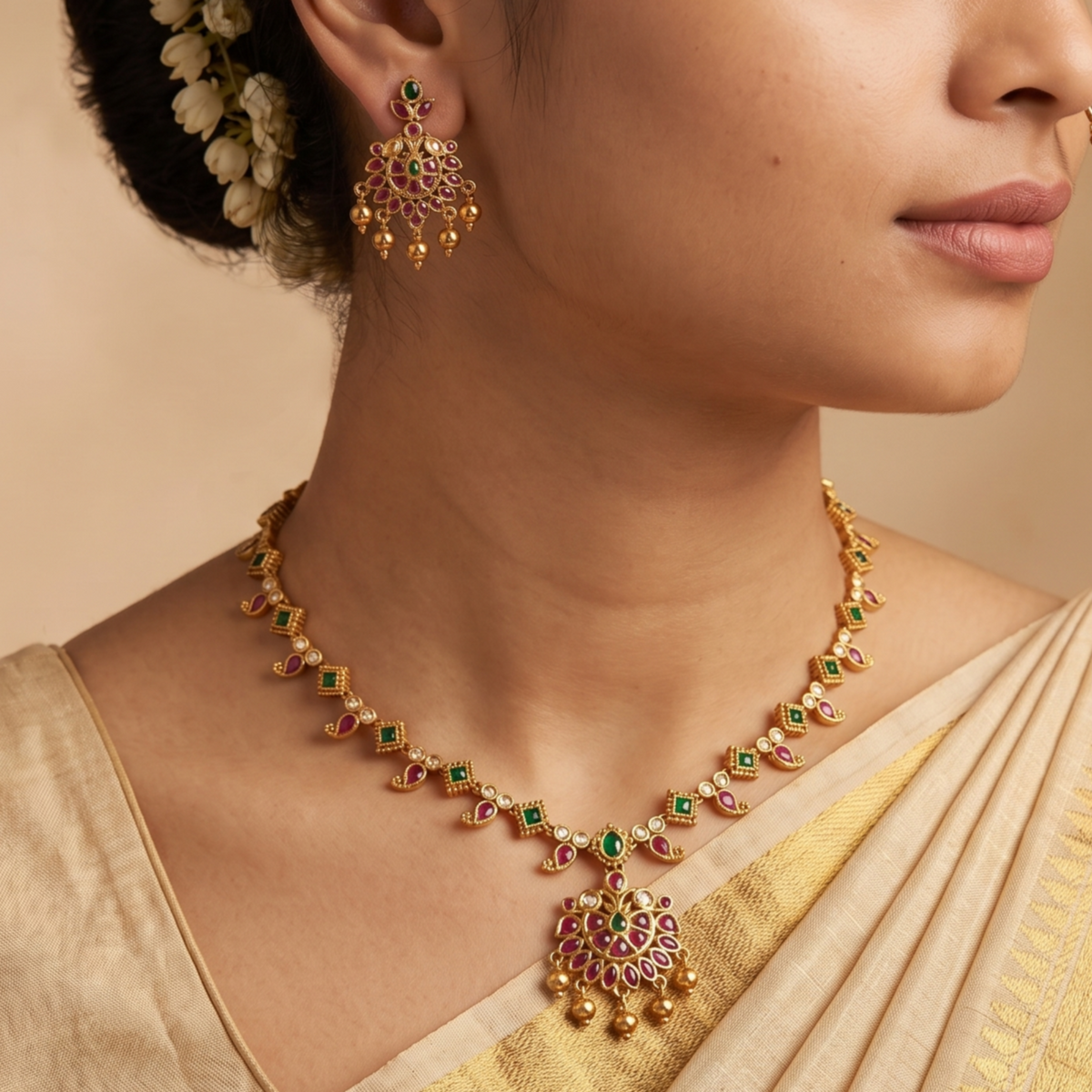 Dhrithi Antique Necklace Set
