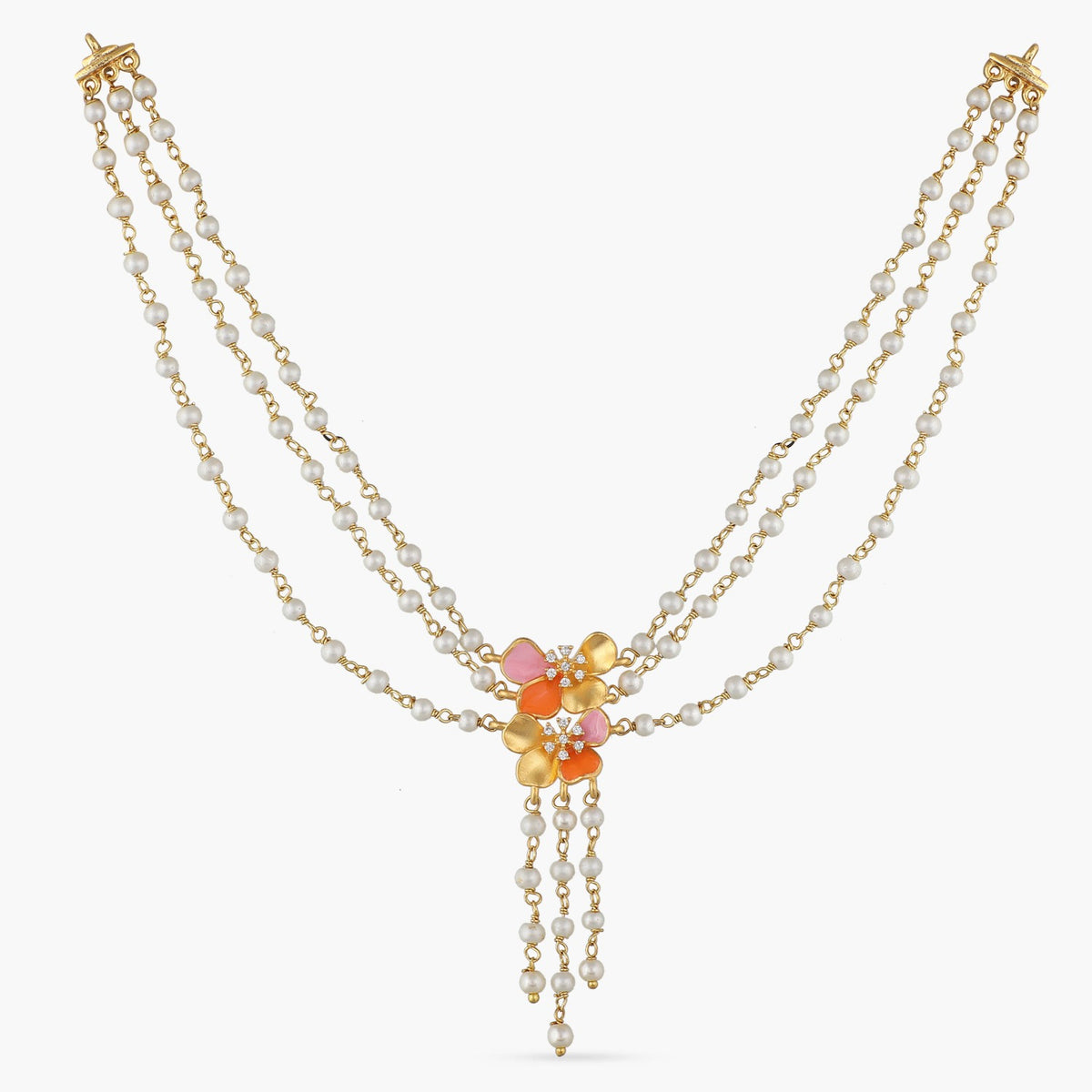 Jalaja Three Layer Floral Chain Necklace