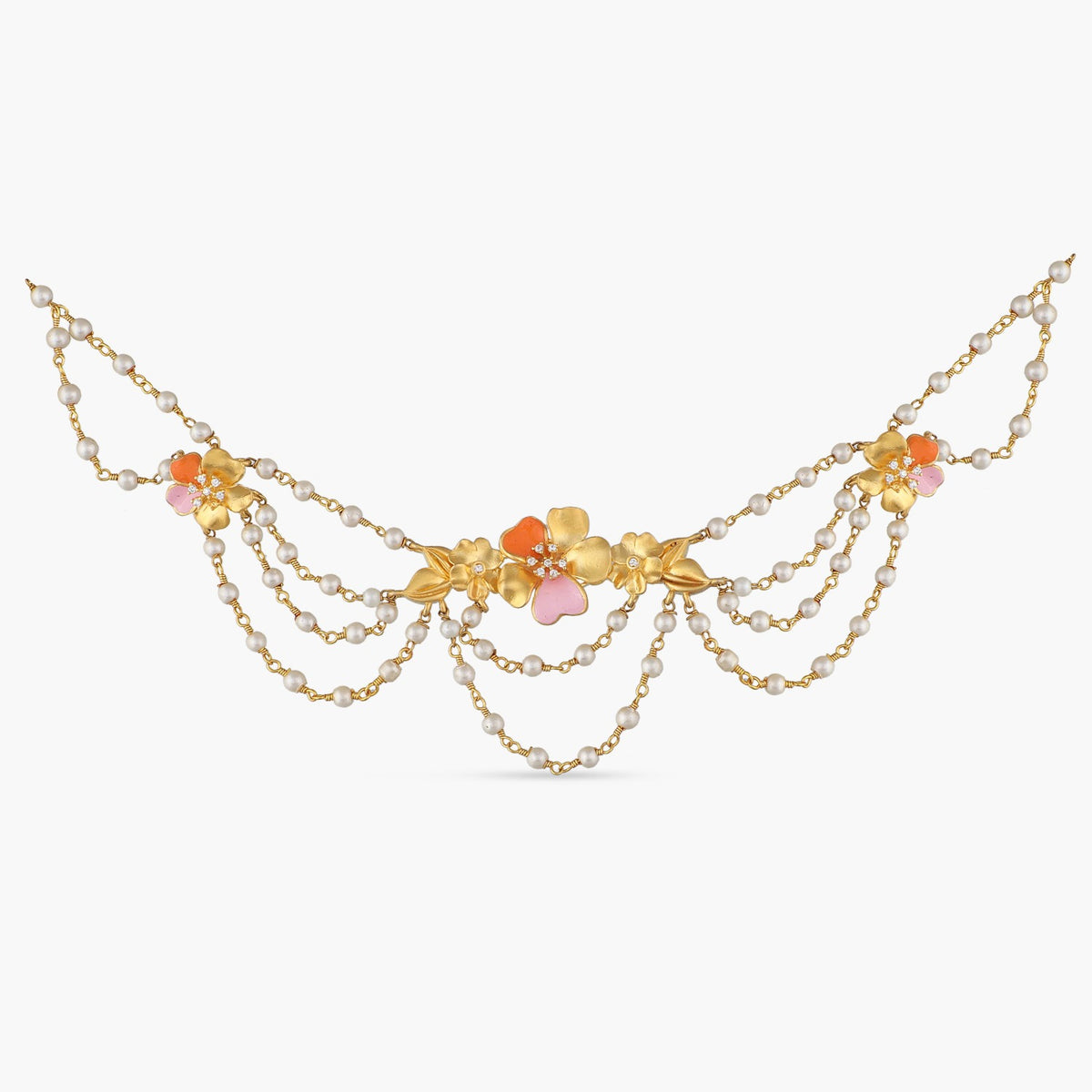 Jalaja Multi Layered Floral Chain Necklace