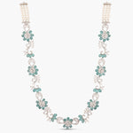 Floral Petal CZ Aqua Beads Necklace