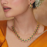 Nirvana Antique Red Green Kempu Necklace Set