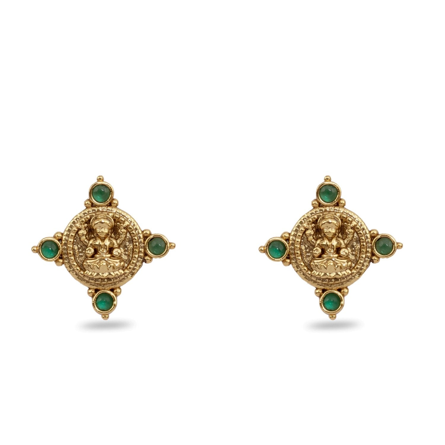 Parthivi Temple Green Kempu Necklace Set