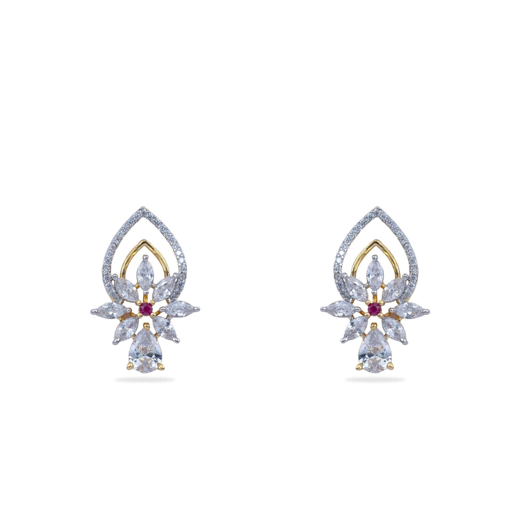 Shreeya CZ White Red Black Beads Necklace Set